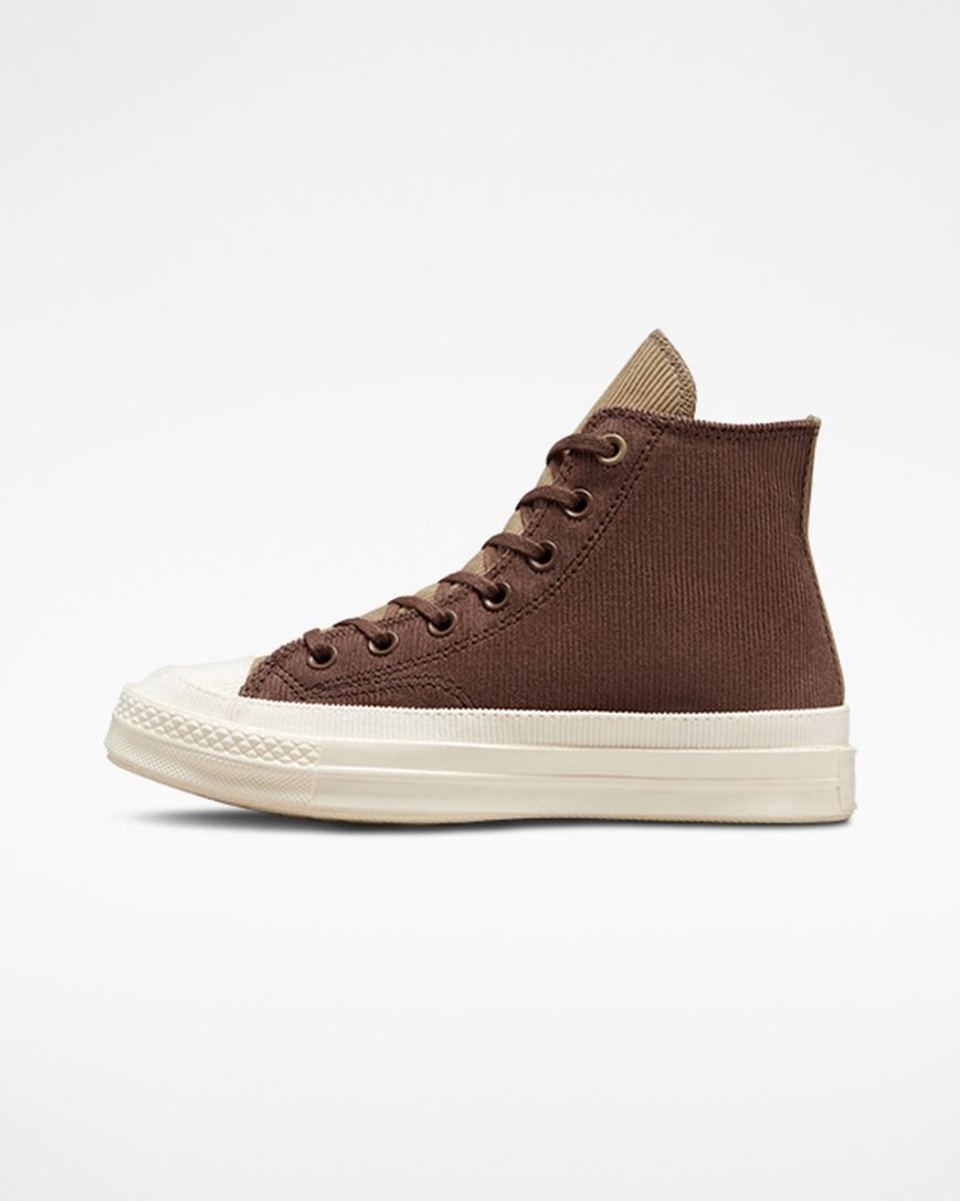 Tenisi Inalti Dama Converse Chuck 70 Stretch Corduroy Maro Kaki | RO IYNUW479